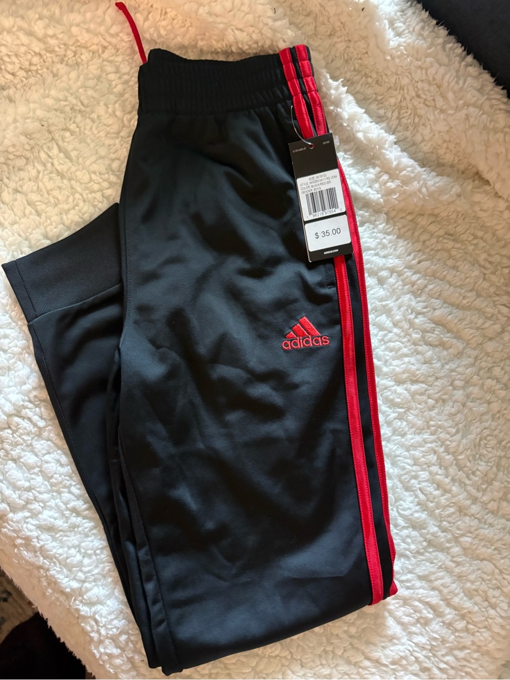 Adidas Kids Black Jogger Pants with Red Trim size M 10/12
